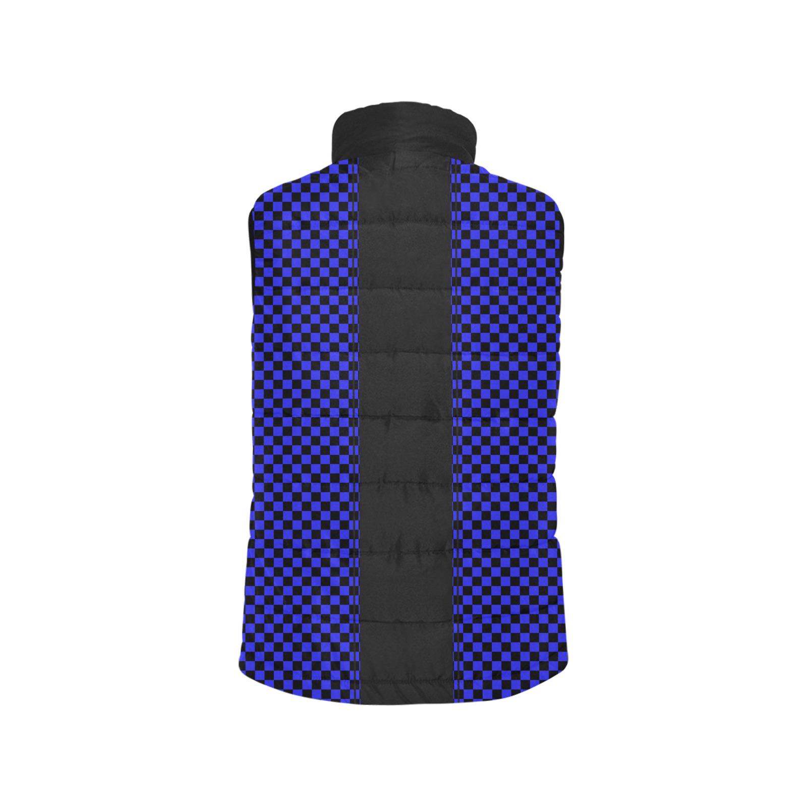 Checkerboard Blue Black Stripe Racing Men's Padded Vest Jacket (Model H44)
