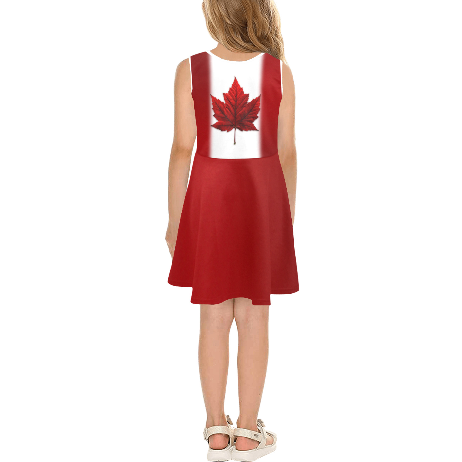 Girl's Canada Flag Dress Girls' Sleeveless Sundress (Model D56)