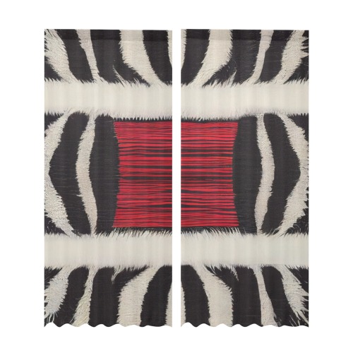 zebra print 4 Gauze Curtain 28"x95" (Two-Piece)