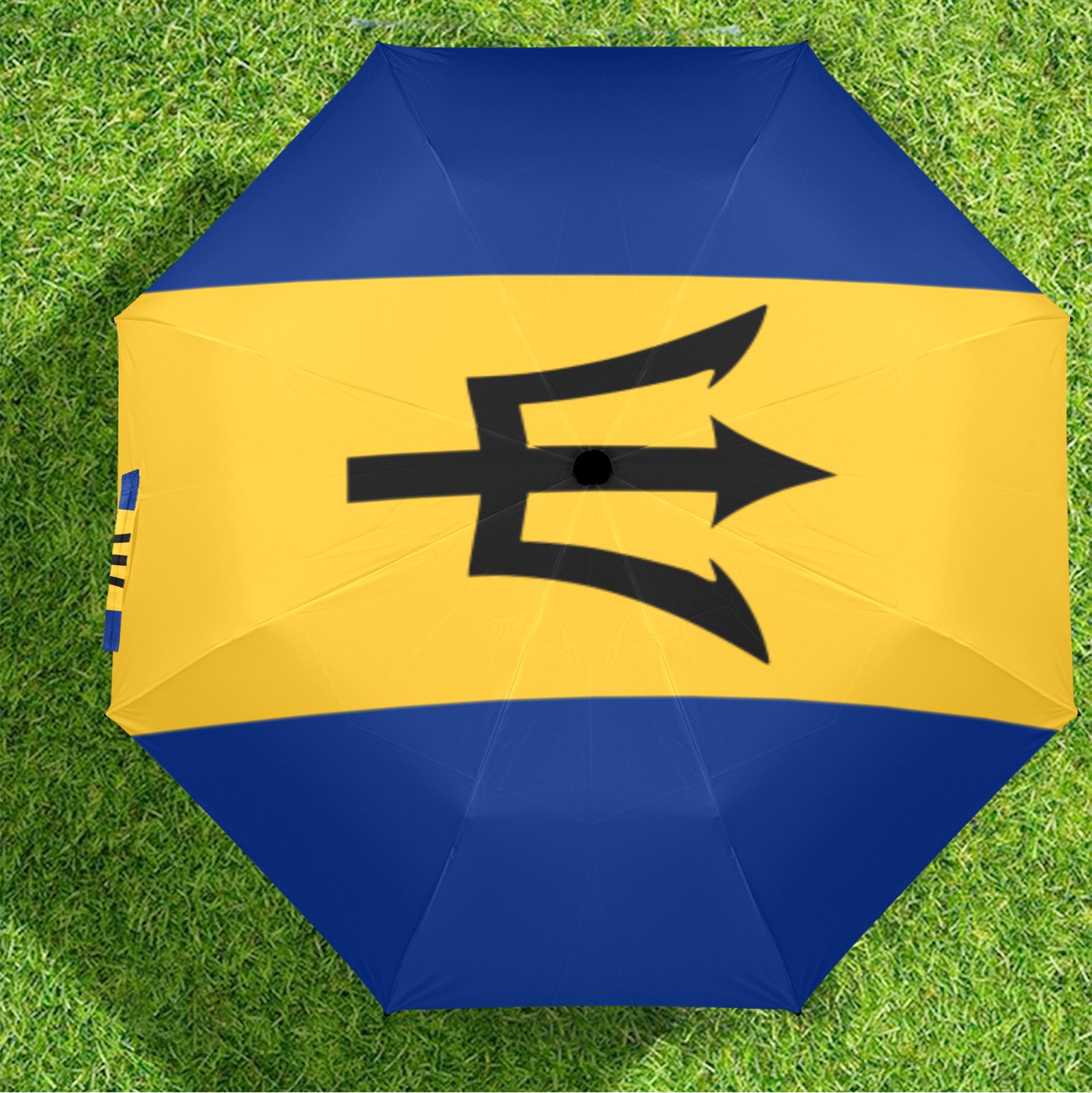 Flag_of_Barbados Semi-Automatic Foldable Umbrella (Model U12)