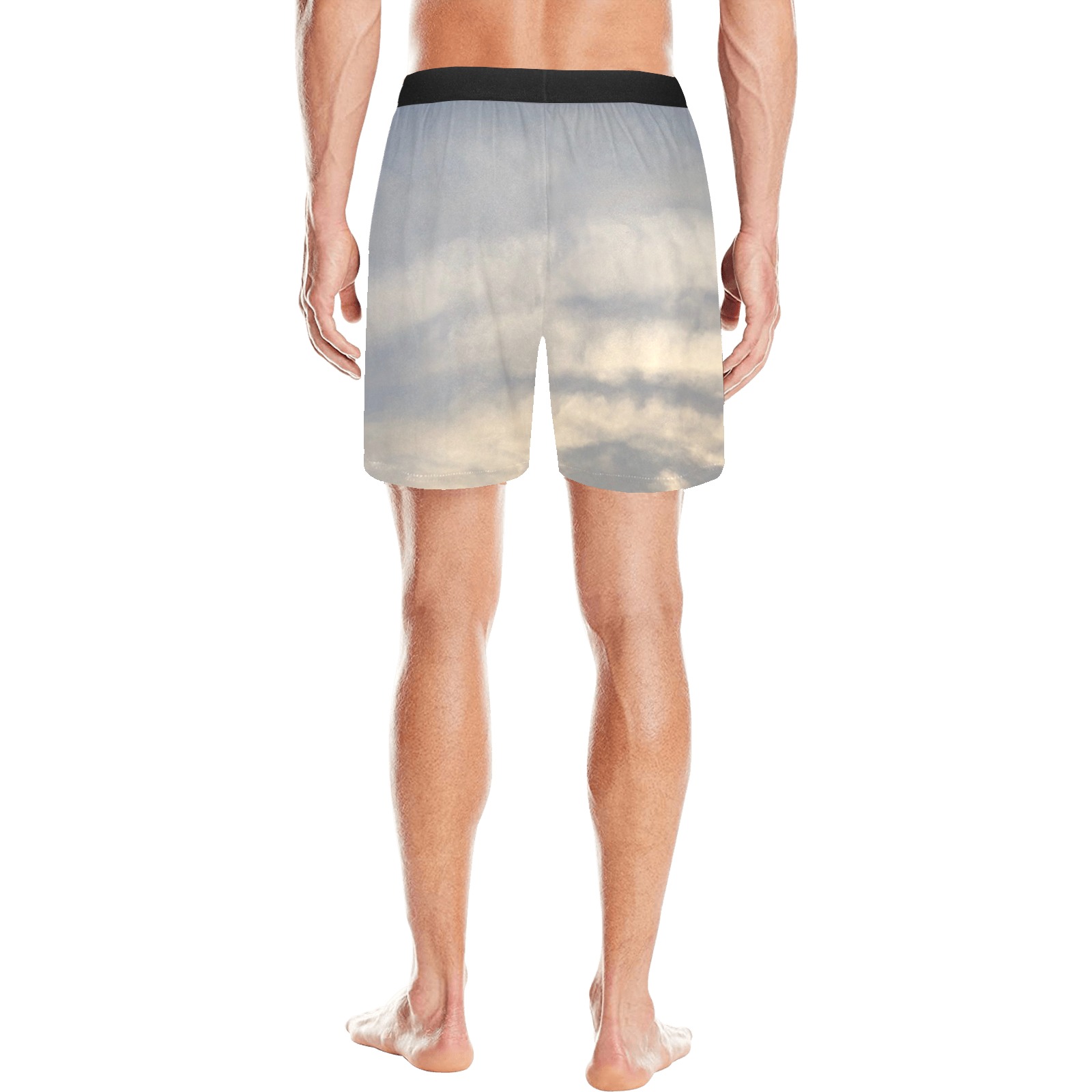 Rippled Cloud Collection Men's Mid-Length Pajama Shorts (Model L46)