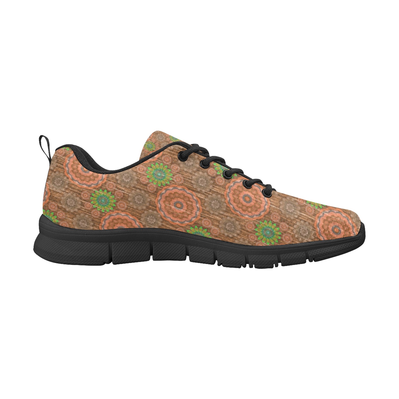 The Orange floral rainy scatter fibers textured Men's Breathable Running Shoes (Model 055)