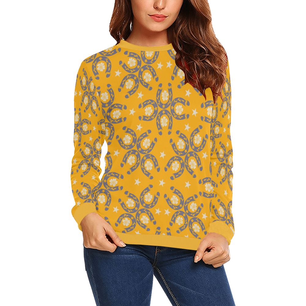 Lucky horseshoes-01 All Over Print Crewneck Sweatshirt for Women (Model H18)