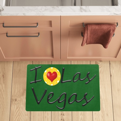 I Love Las Vegas / Green Kitchen Mat 28"x17"