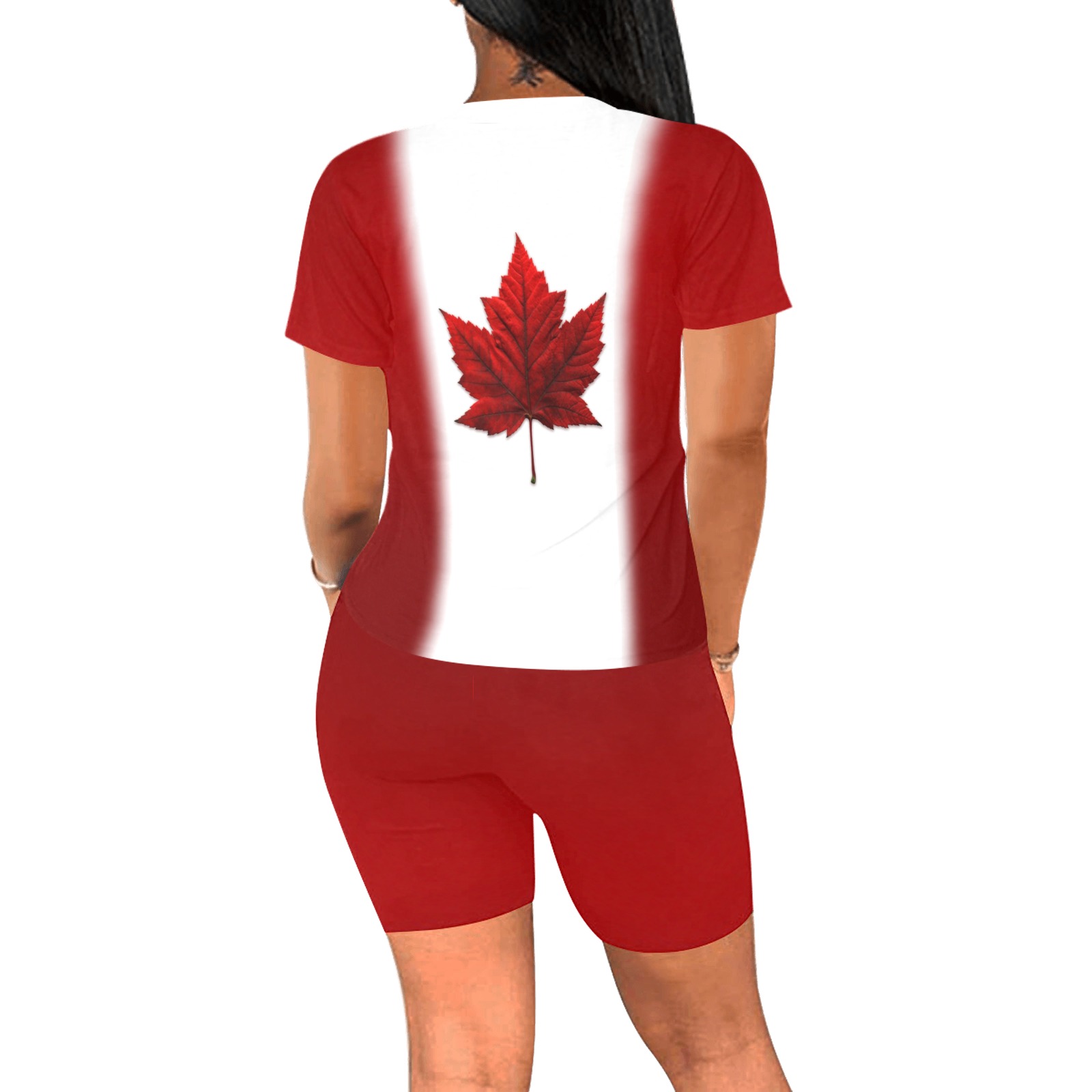 Canada Flag Yoga Set Top & Shorts Women's Short Yoga Set