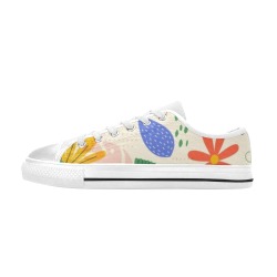 hand-drawn-abstract-leaves-pattern-design_23-2148997722 Low Top Canvas Shoes for Kid (Model 018)