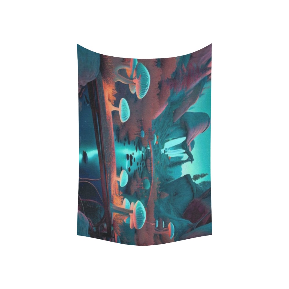 psychedelic landscape 4 of 4 Cotton Linen Wall Tapestry 60"x 40"