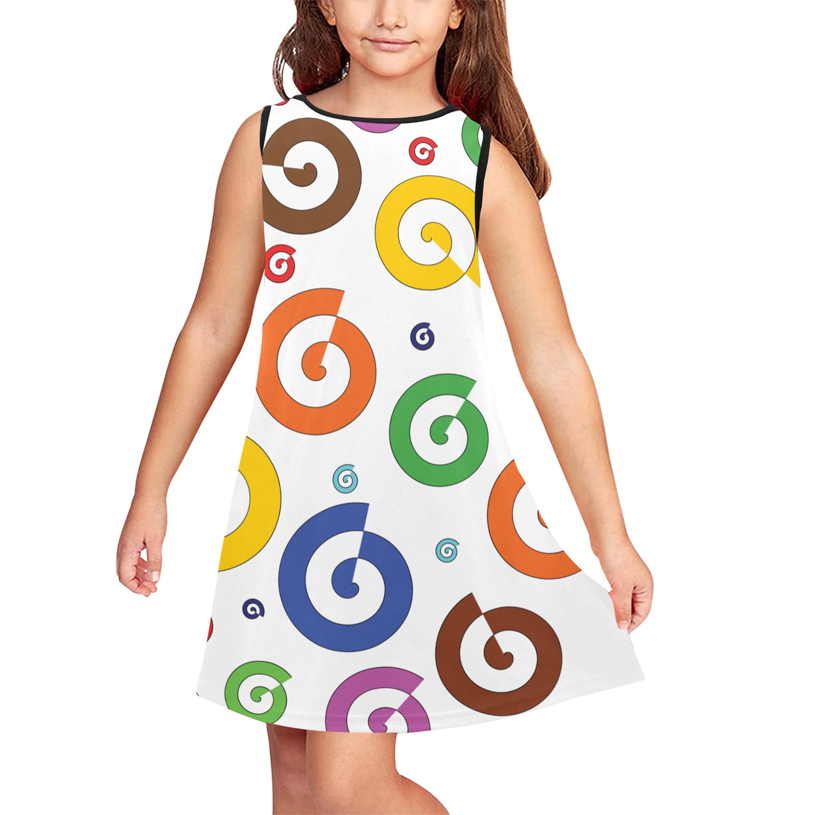 circled 2wht Girls' Sleeveless Dress (Model D58)
