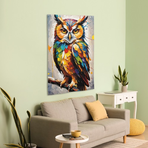 Beautiful owl bird. Stylish colorful fantasy art House Flag 34.5"x56"