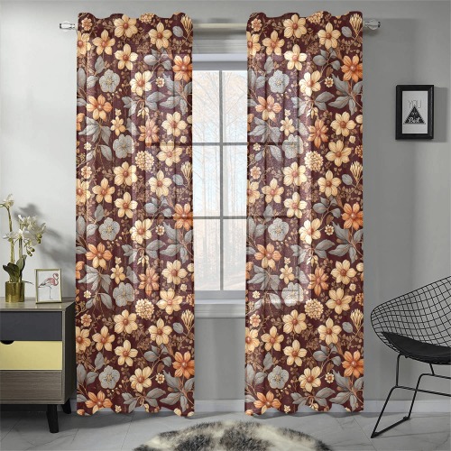 Fabulous Florals 23 Gauze Curtain 28"x84" (Two-Piece)