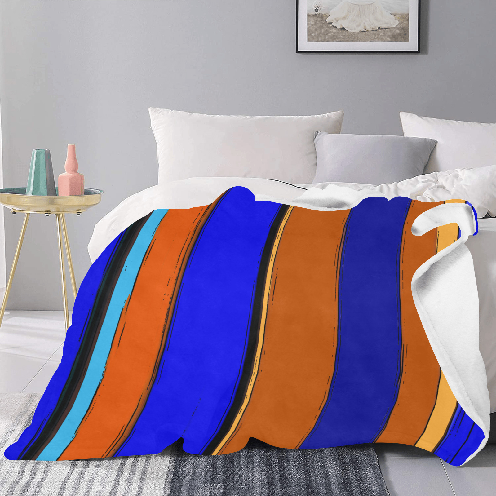 Abstract Blue And Orange 930 Ultra-Soft Micro Fleece Blanket 40"x50" (Thick)