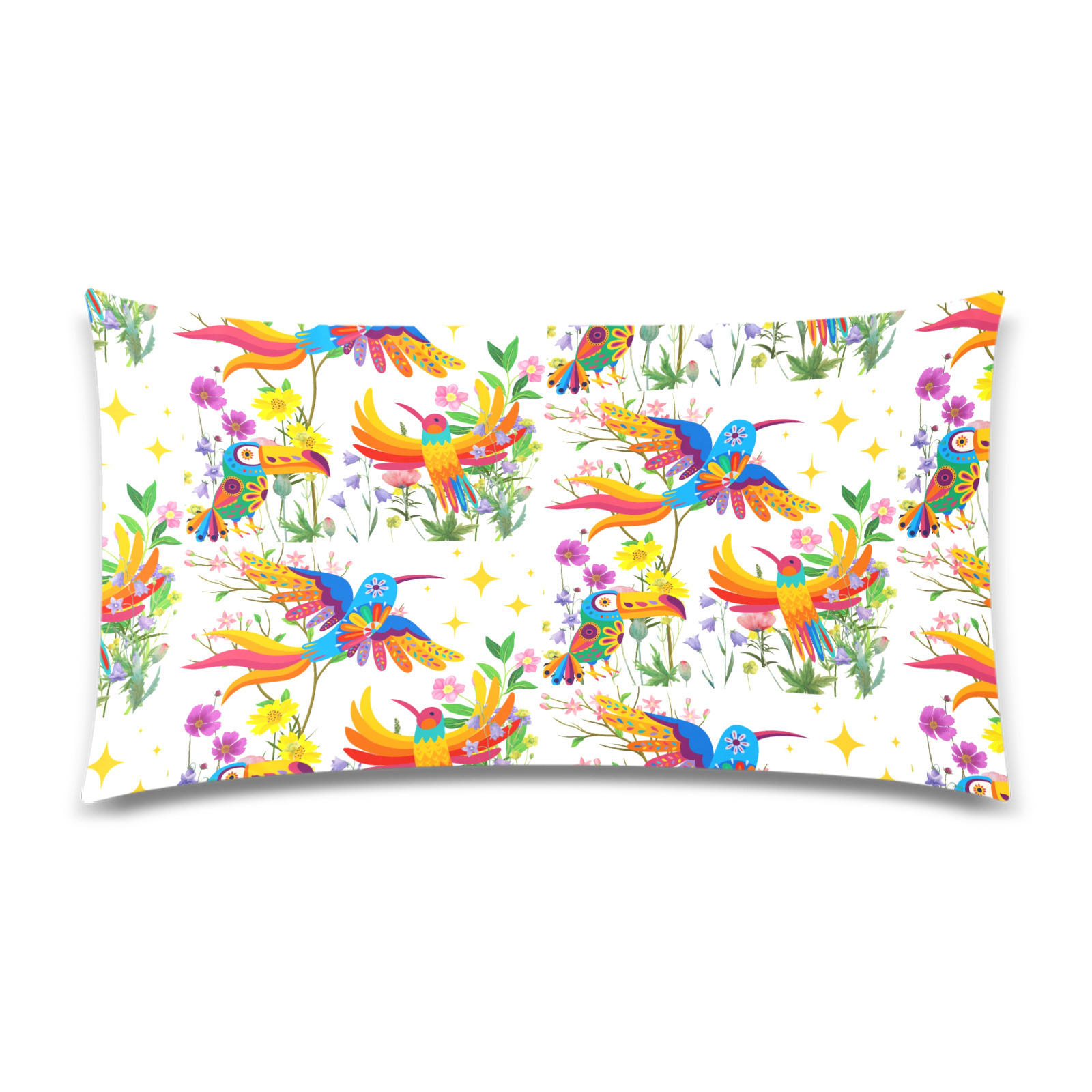Birds of Paradise Pattern Rectangle Pillow Case 20"x36"(Twin Sides)