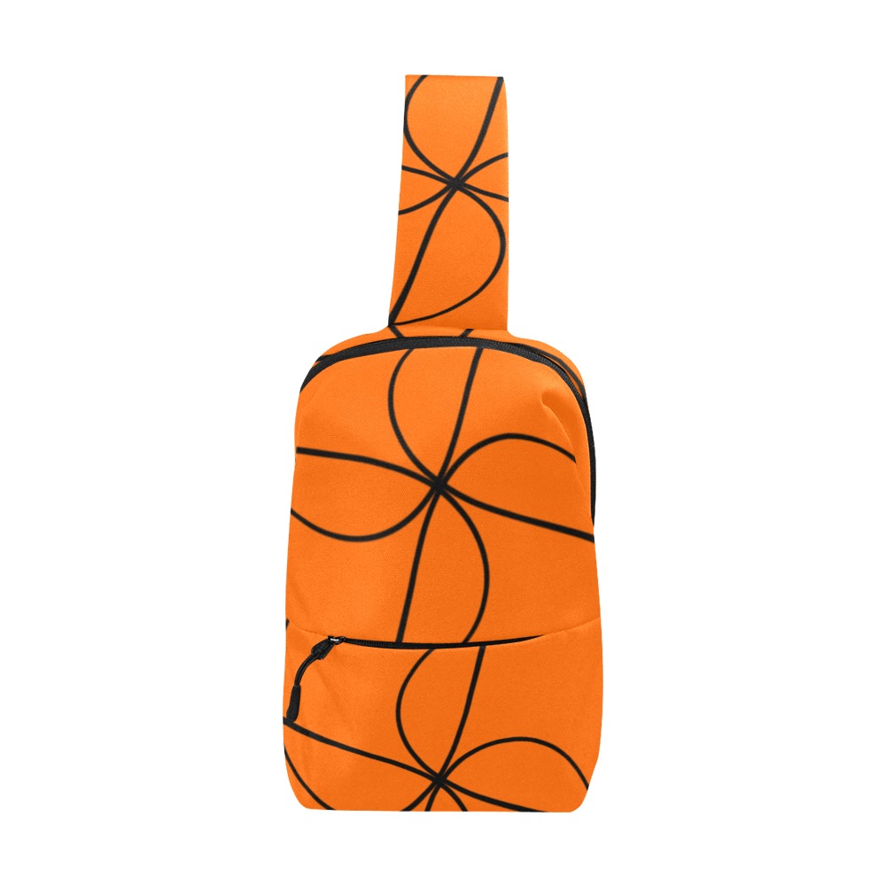 Black InterlockingCircles Twirled Orange Chest Bag (Model 1678)