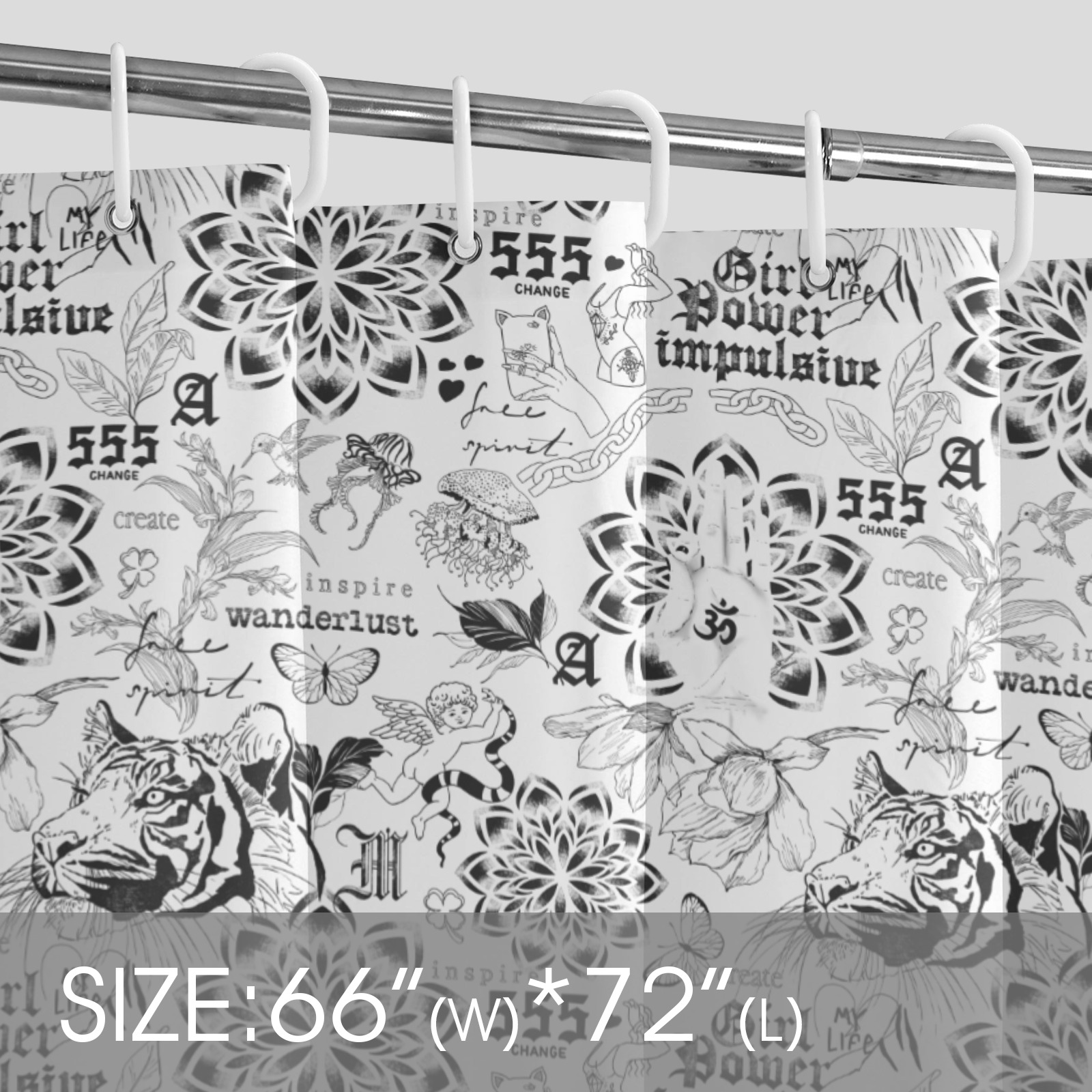 Inspirational tattoo pattern Shower Curtain 66"x72" | ID: D6972252