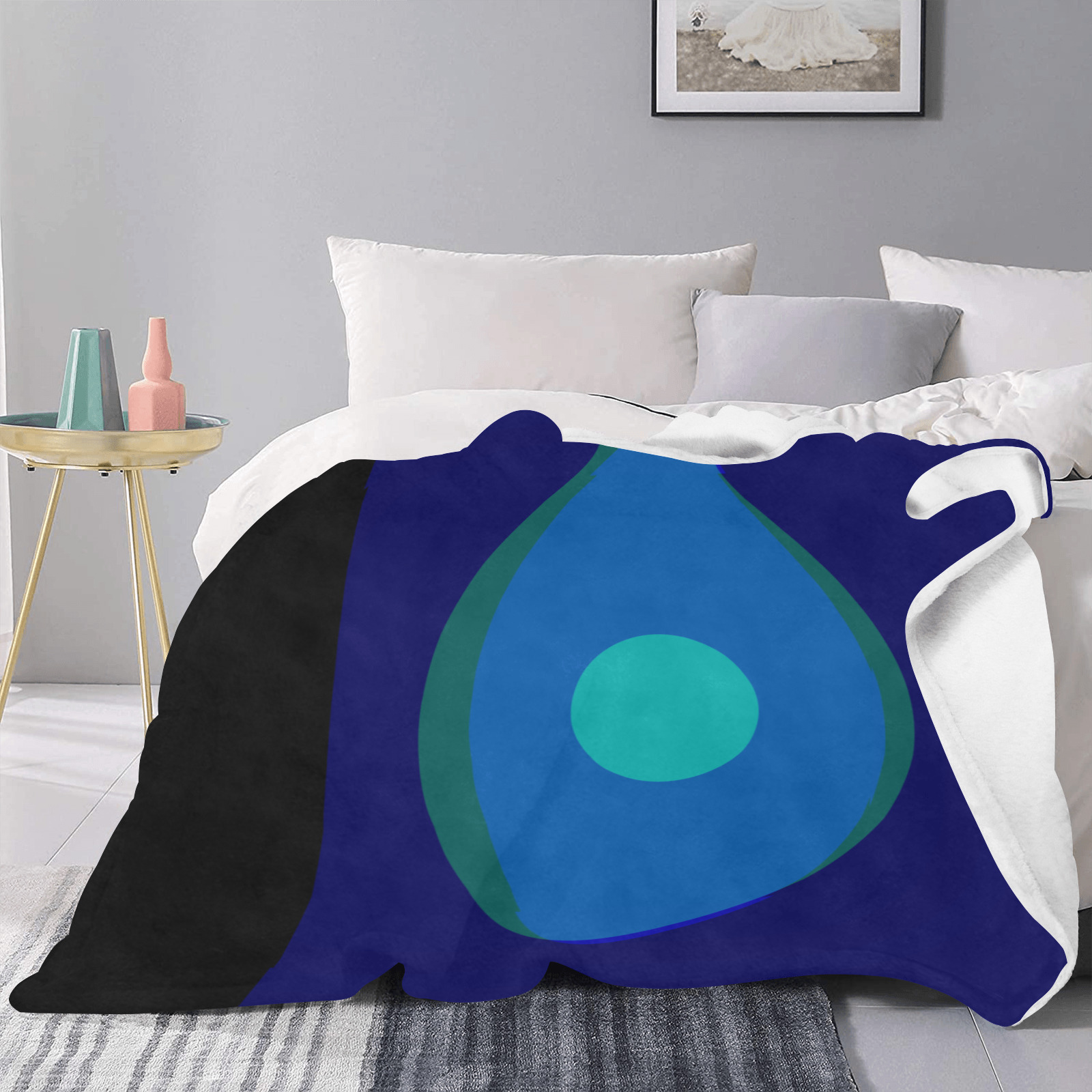 Dimensional Blue Abstract 915 Ultra-Soft Micro Fleece Blanket 40"x50" (Thick)