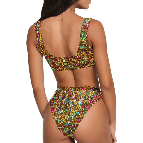 Sparkle Sport Top & High-Waisted Bikini Swimsuit (Model S07)