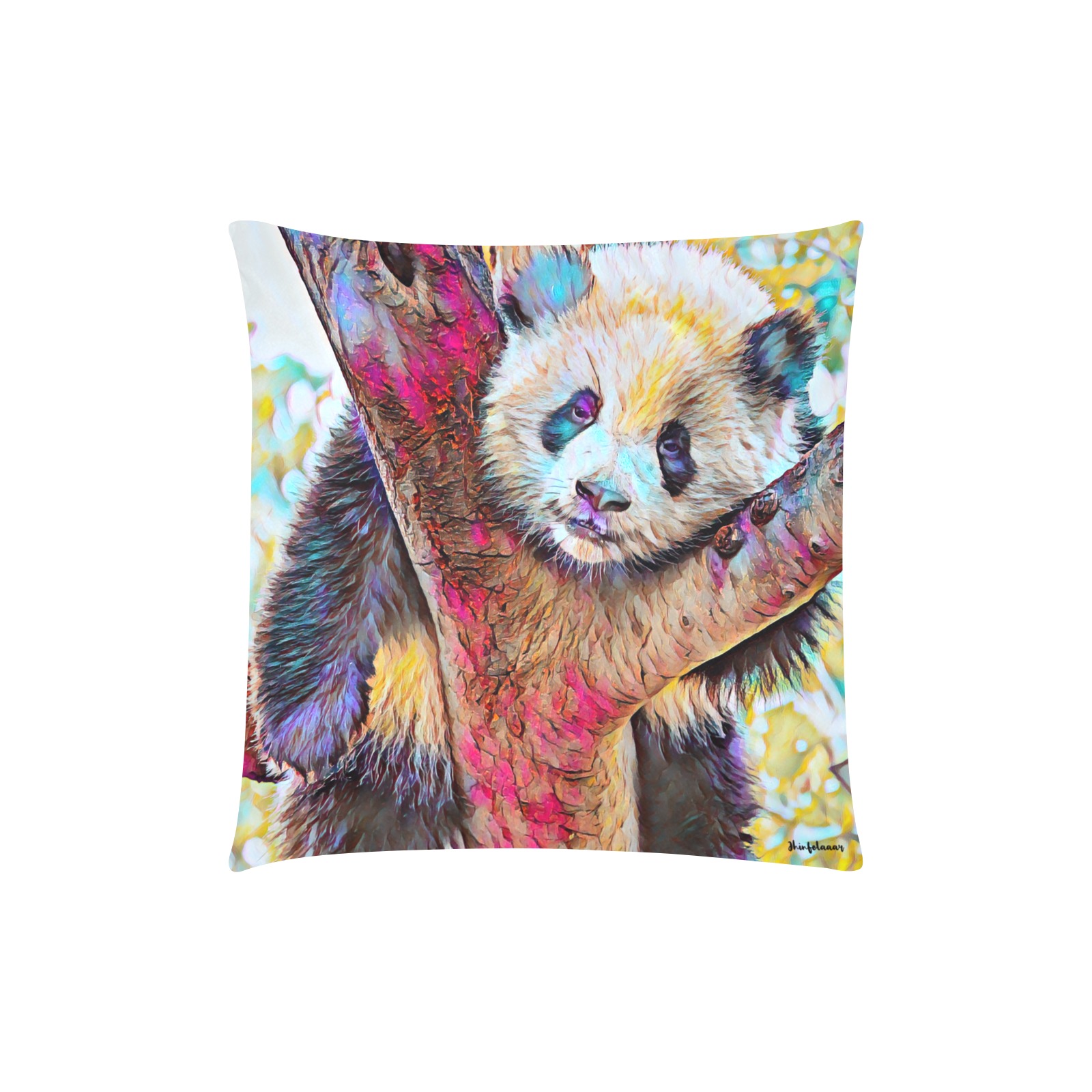 Posing Panda Oil painting. Printed. On Cushion Covers Custom Zippered Pillow Cases 18"x18" (Two Sides)