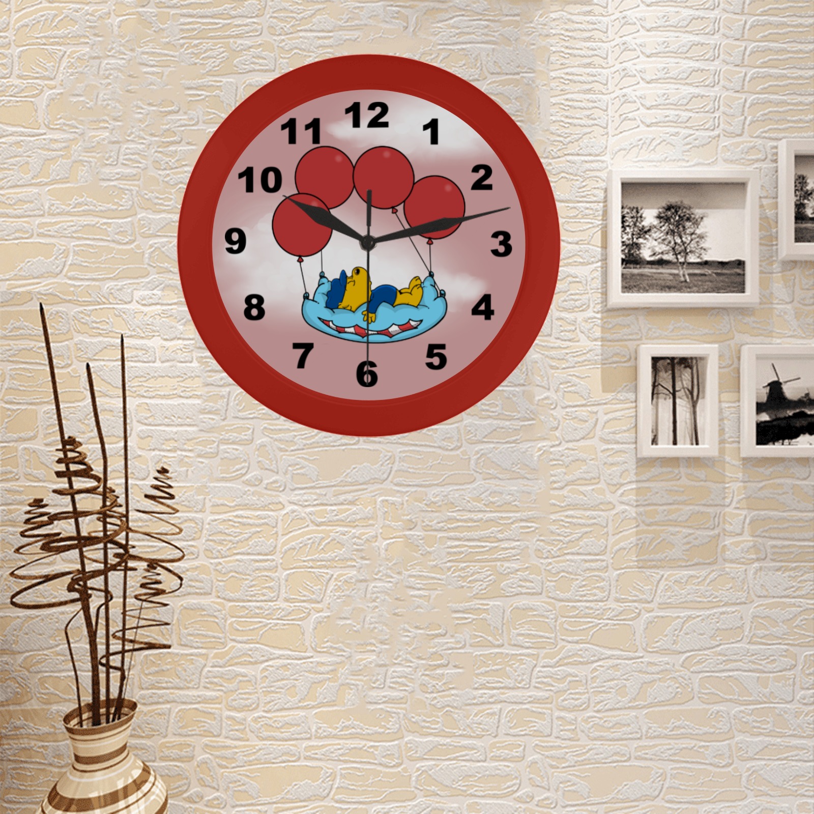 Ferald's Pillow Balloons Circular Plastic Wall clock