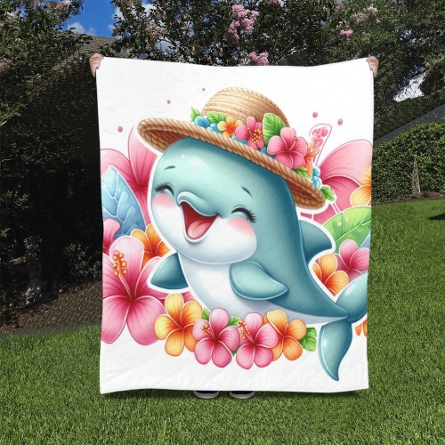 Watercolor Dolphin 2 Quilt 50"x60"