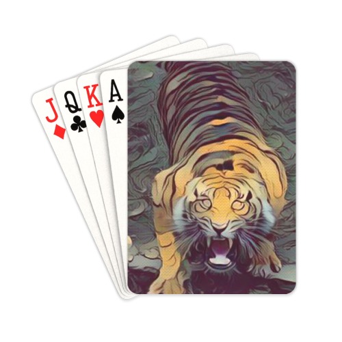 Tiger Color Painted Looking Up Playing Cards 2.5"x3.5"