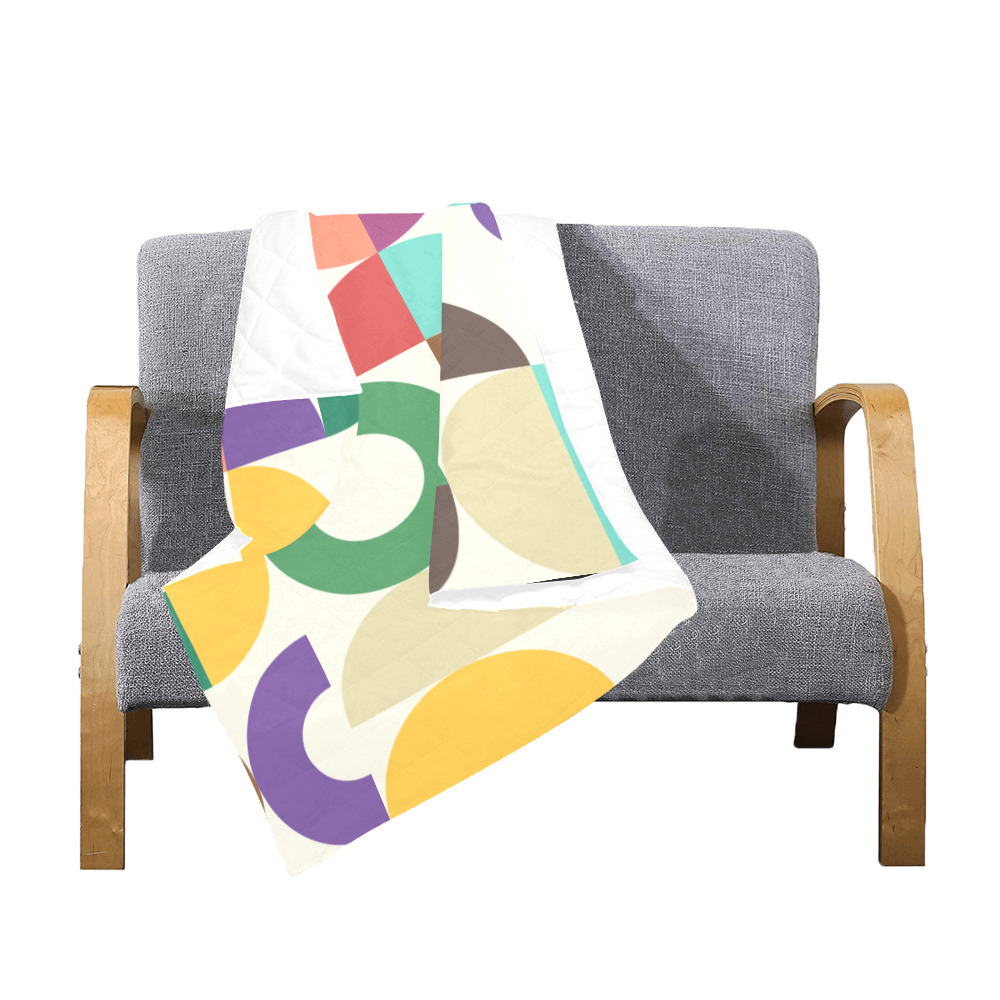Retro Semi Circle Bauhaus Textile Pattern Quilt 40"x50"