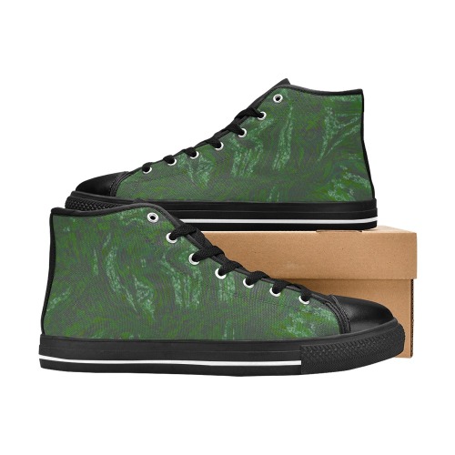 ocean storms green blk Men’s Classic High Top Canvas Shoes (Model 017)