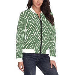 Green animal print MSP01 All Over Print Bomber Jacket for Women (Model H36)