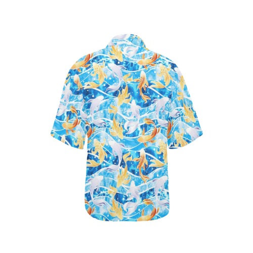KOI FISH 001 All Over Print Hawaiian Shirt for Women (Model T58)