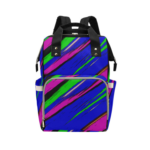 Diagonal Green Blue Purple And Black Abstract Art Multi-Function Diaper Backpack/Diaper Bag (Model 1688)