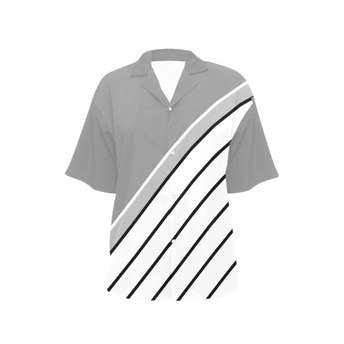Black White Diagonal All Over Print Hawaiian Shirt for Women (Model T58)
