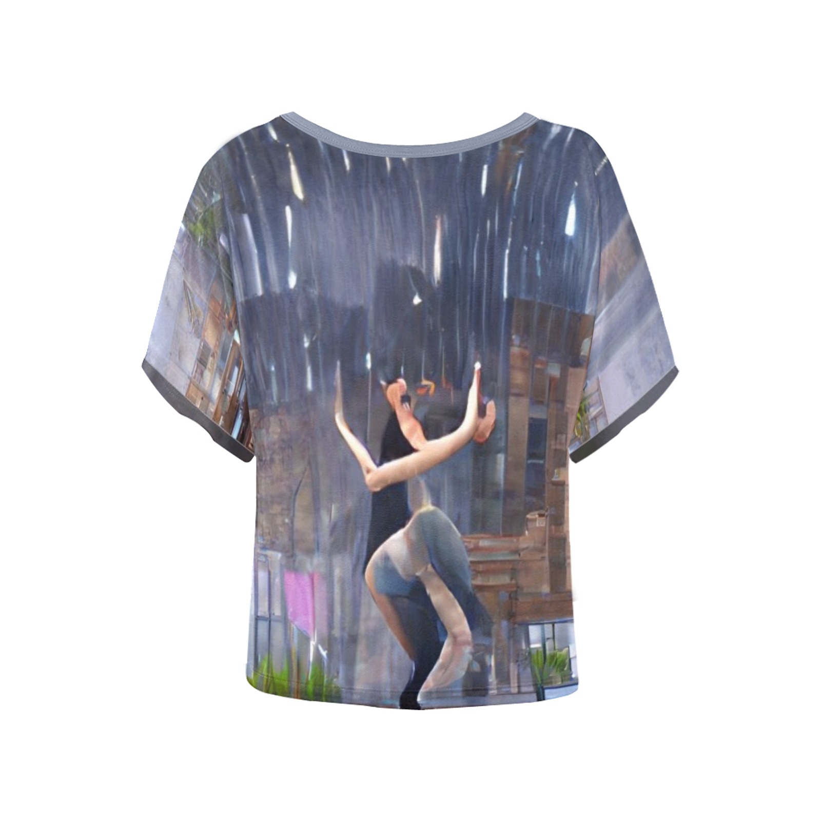 Dancing in the Rain Women's Batwing-Sleeved Blouse T shirt (Model T44)