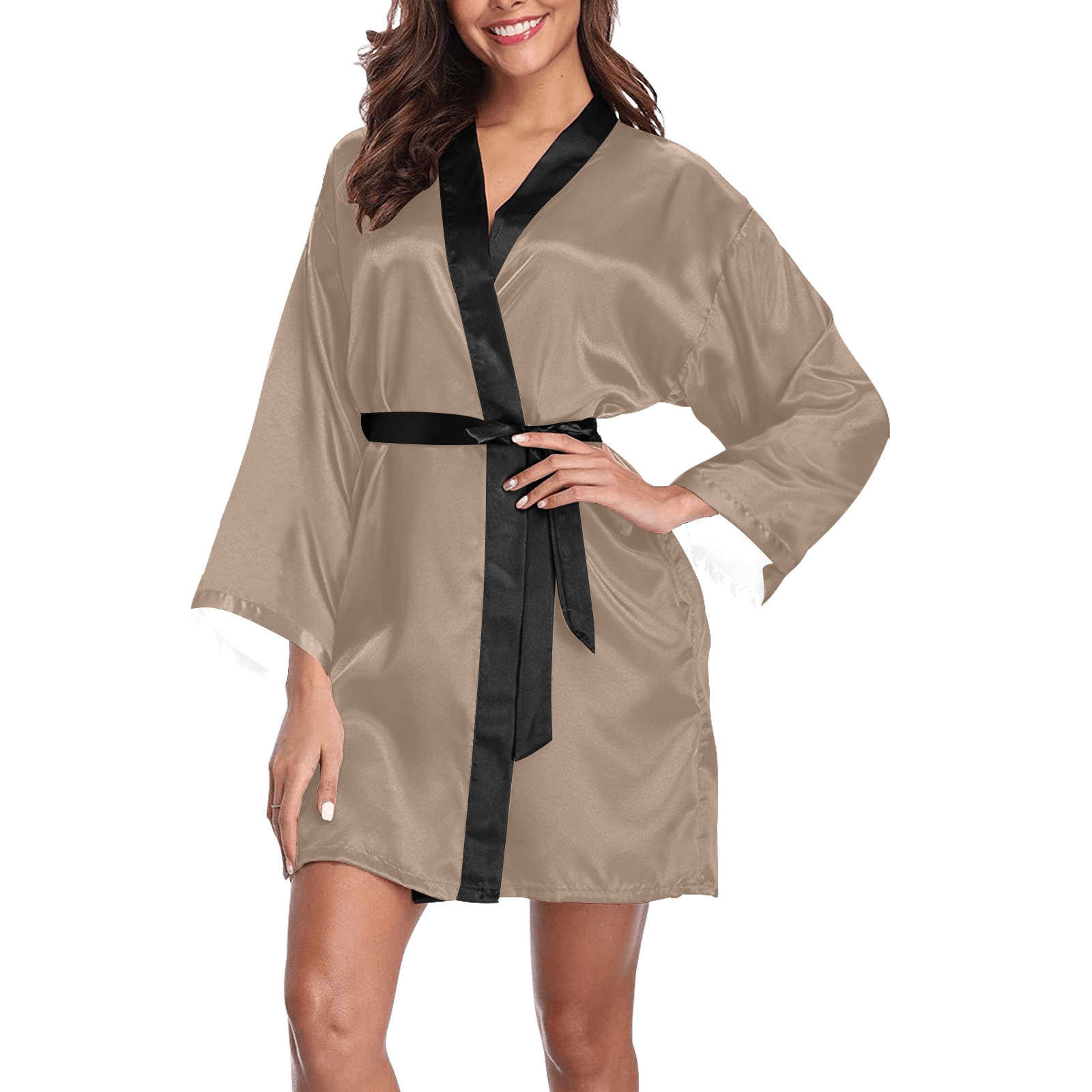 Coca Mocha Long Sleeve Kimono Robe
