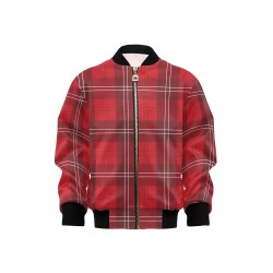 Red Tartan Kids' Bomber Jacket with Pockets (Model H40)