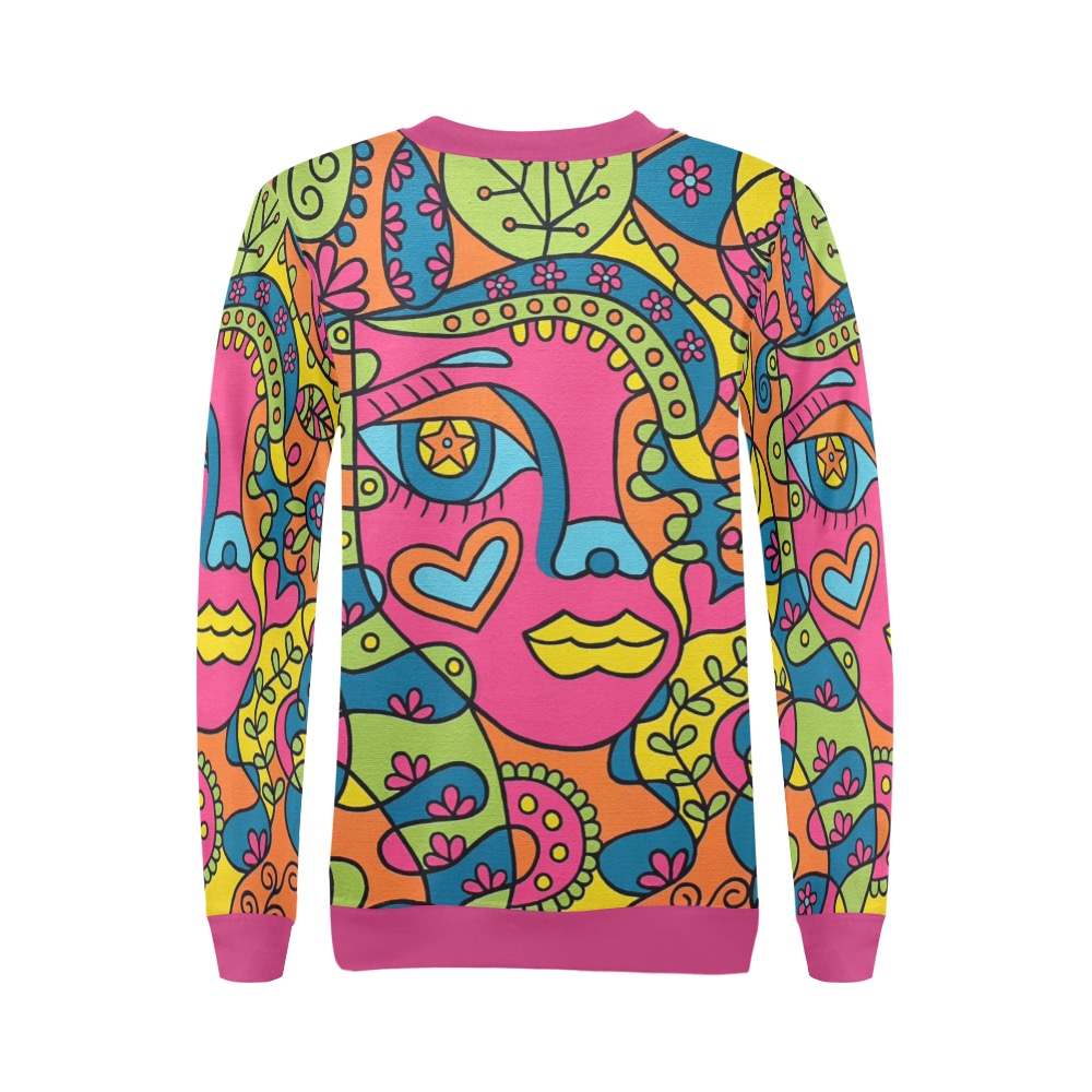 Pretty / Pink All Over Print Crewneck Sweatshirt for Women (Model H18)