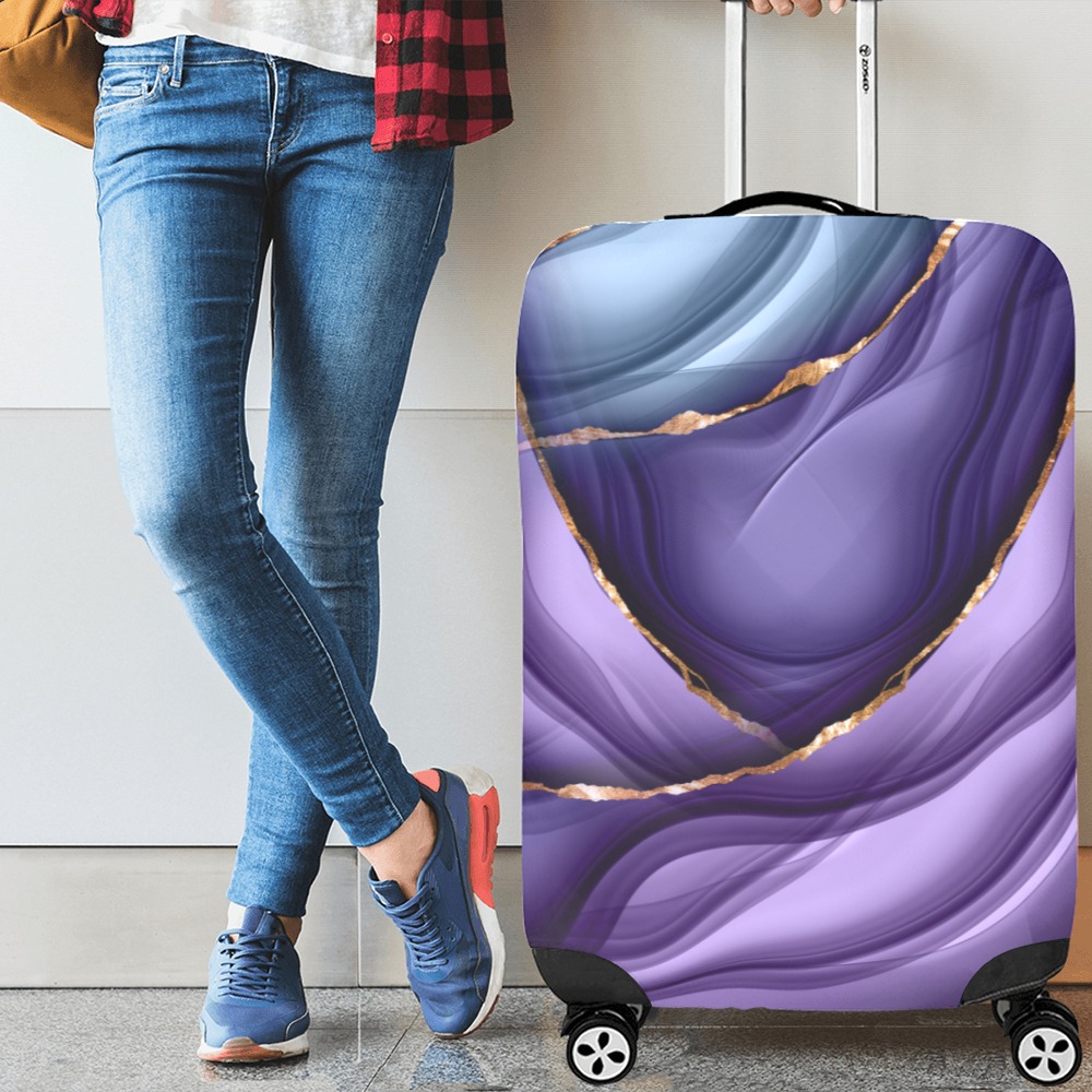 Large Purple Waves Luggage Cover Luggage Cover/Large 26"-28"