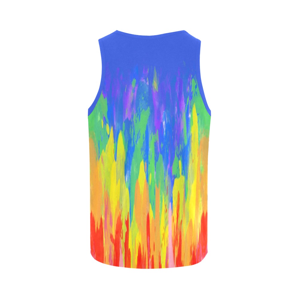 Flames Paint Abstract Classic Blue All Over Print Tank Top for Women (Model T43)