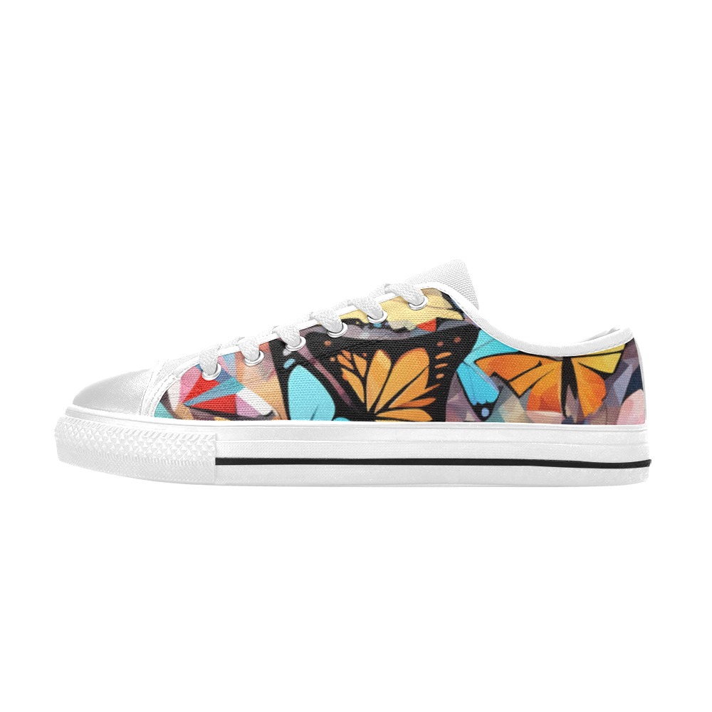 A mix of colorful butterflies. Cool positive art Women's Classic Canvas Shoes (Model 018)