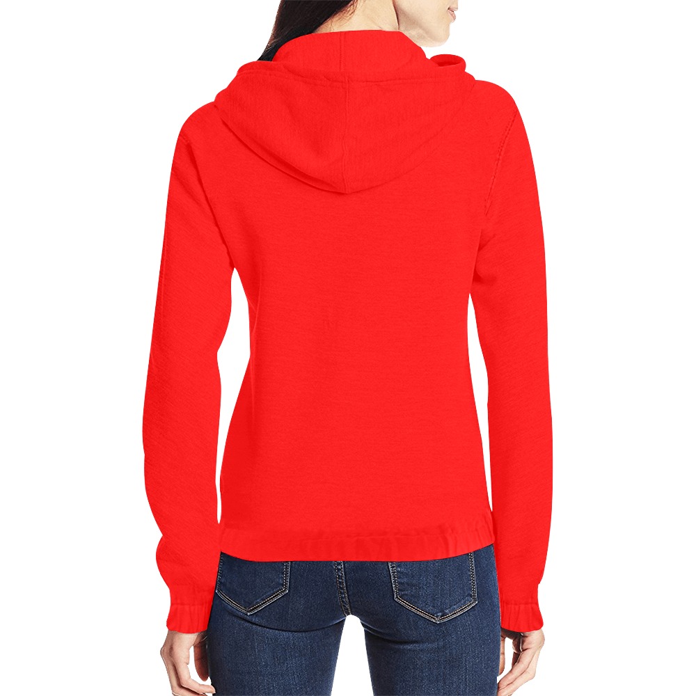 Merry Christmas Red Solid Color All Over Print Full Zip Hoodie for Women (Model H14)
