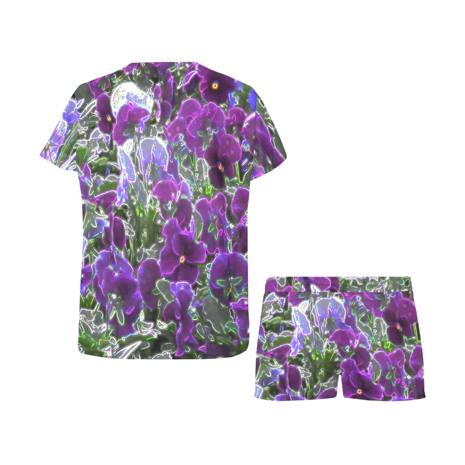 Field Of Purple Flowers 8420 Women's Short Pajama Set