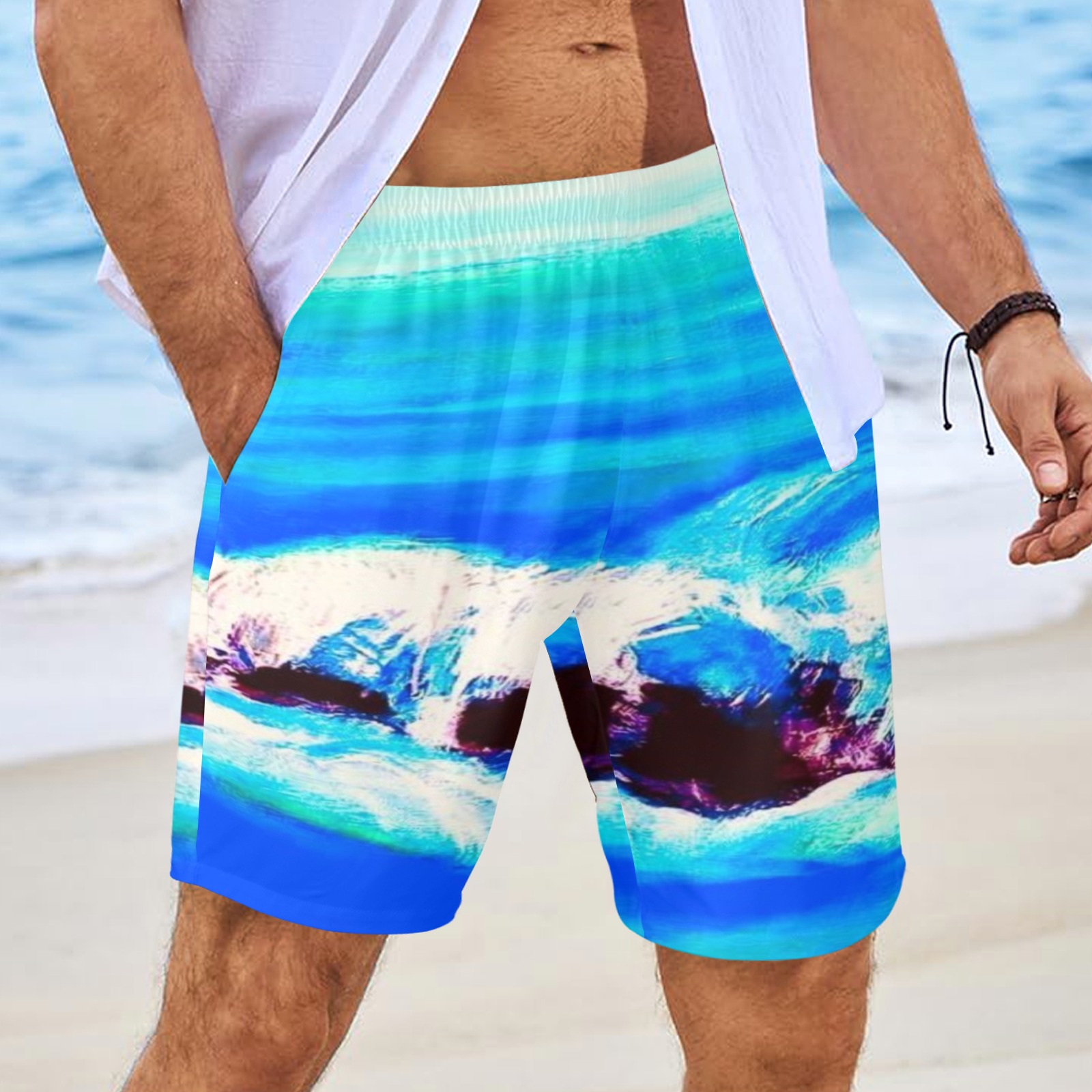 Beach Front Collection Men's All Over Print Elastic Beach Shorts (Model L20-2)