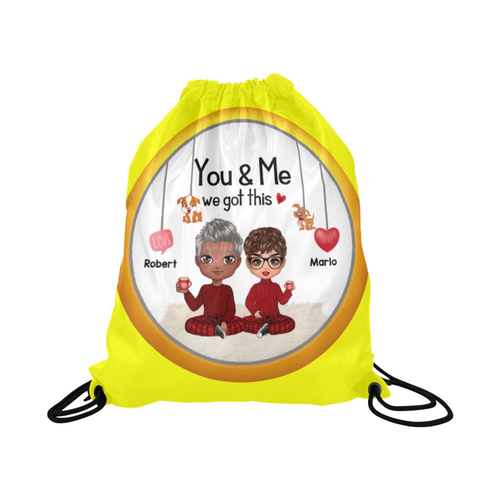 Me You and the Dogs Large Drawstring Bag Model 1604 (Twin Sides)  16.5"(W) * 19.3"(H)
