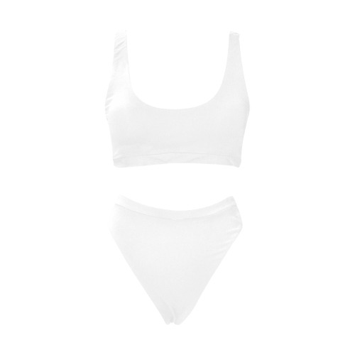 WHITE Sport Top & High-Waisted Bikini Swimsuit (Model S07)