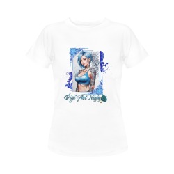 TATTOO BABES BLUE LADIES - #1 WHT Women's T-Shirt in USA Size (Front Printing Only)