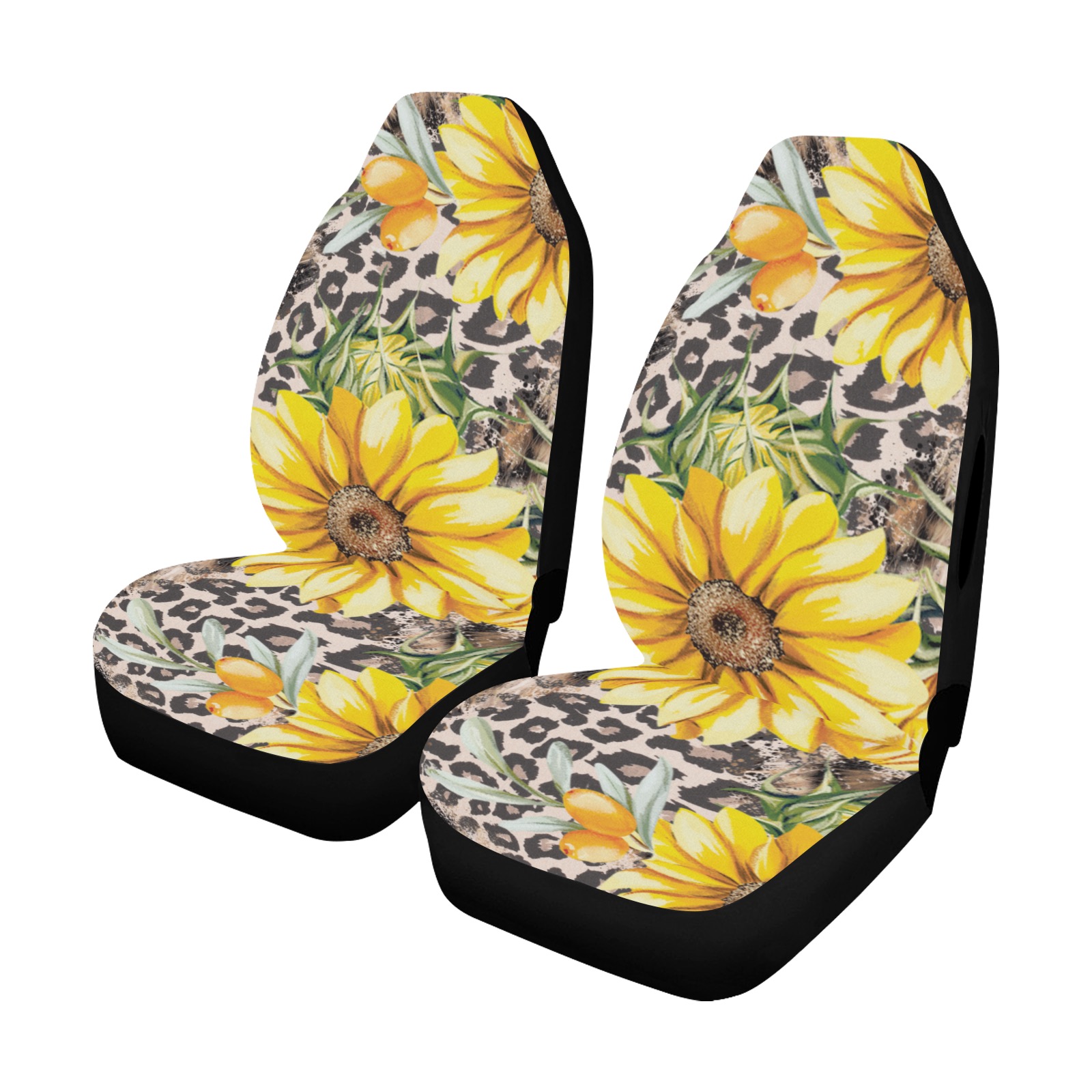leopard sunflower car seat covers Car Seat Cover Airbag Compatible (Set of 2)