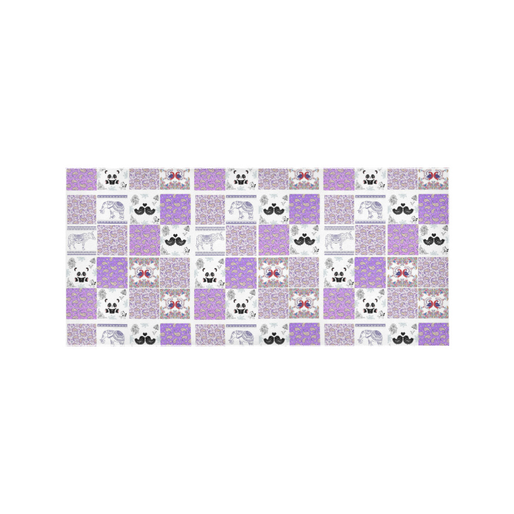 Purple Paisley Birds and Animals Patchwork Design Area Rug 7'x3'3''
