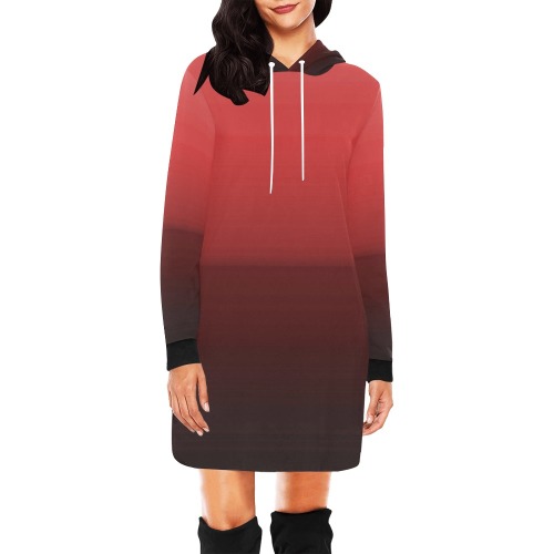 orn red All Over Print Hoodie Mini Dress (Model H27)