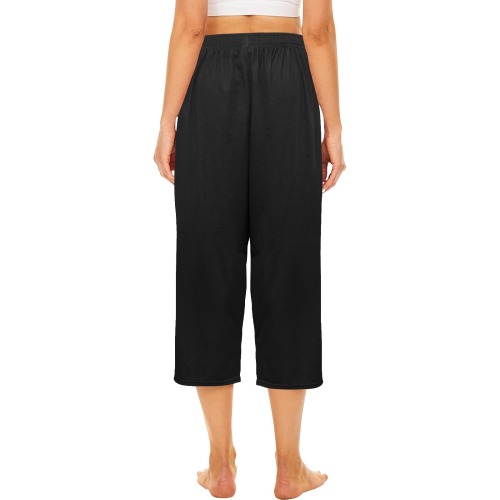 Cropped pants black Cropped Pajama Pants (Model L66)