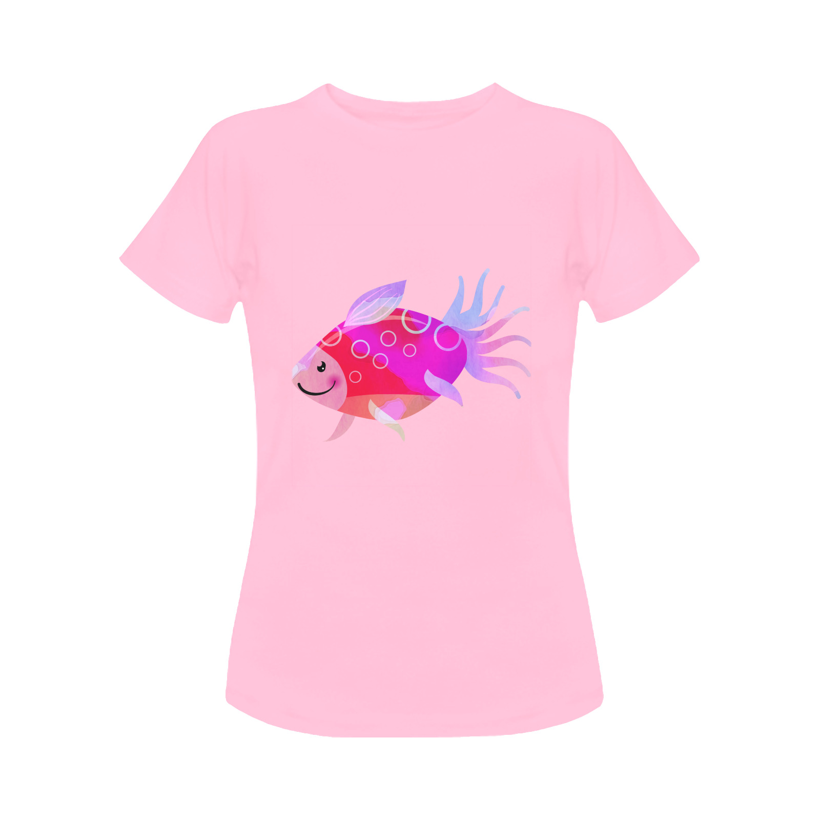Pink Aquarium Fancy Fish Cartoon Women's Classic T-Shirt (Model T17）