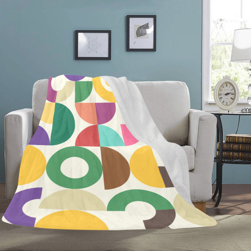 Retro Semi Circle Bauhaus Textile Pattern Ultra-Soft Micro Fleece Blanket 60"x80"