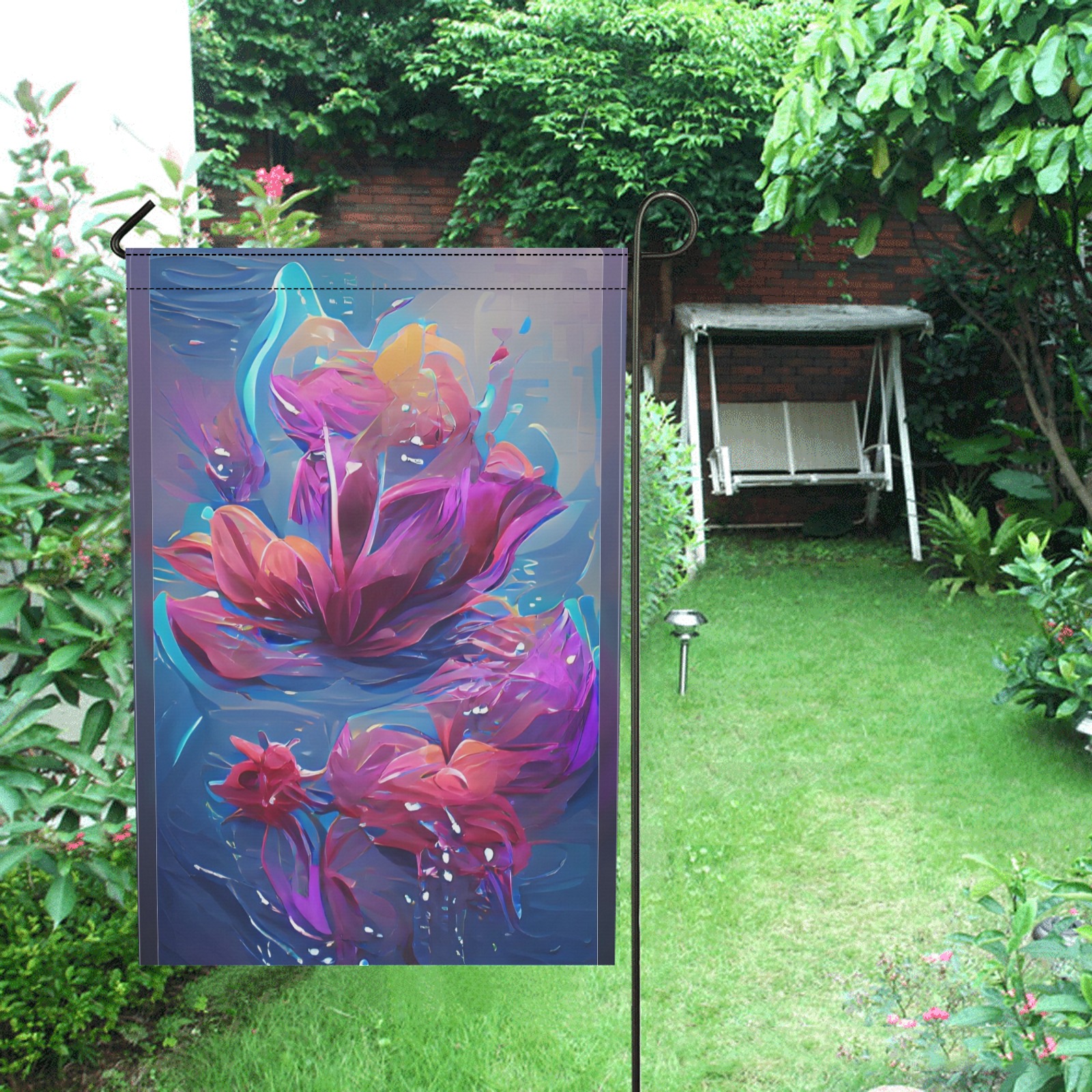 Water_Flower_TradingCard Garden Flag 12''x18'' (Two Sides Printing)